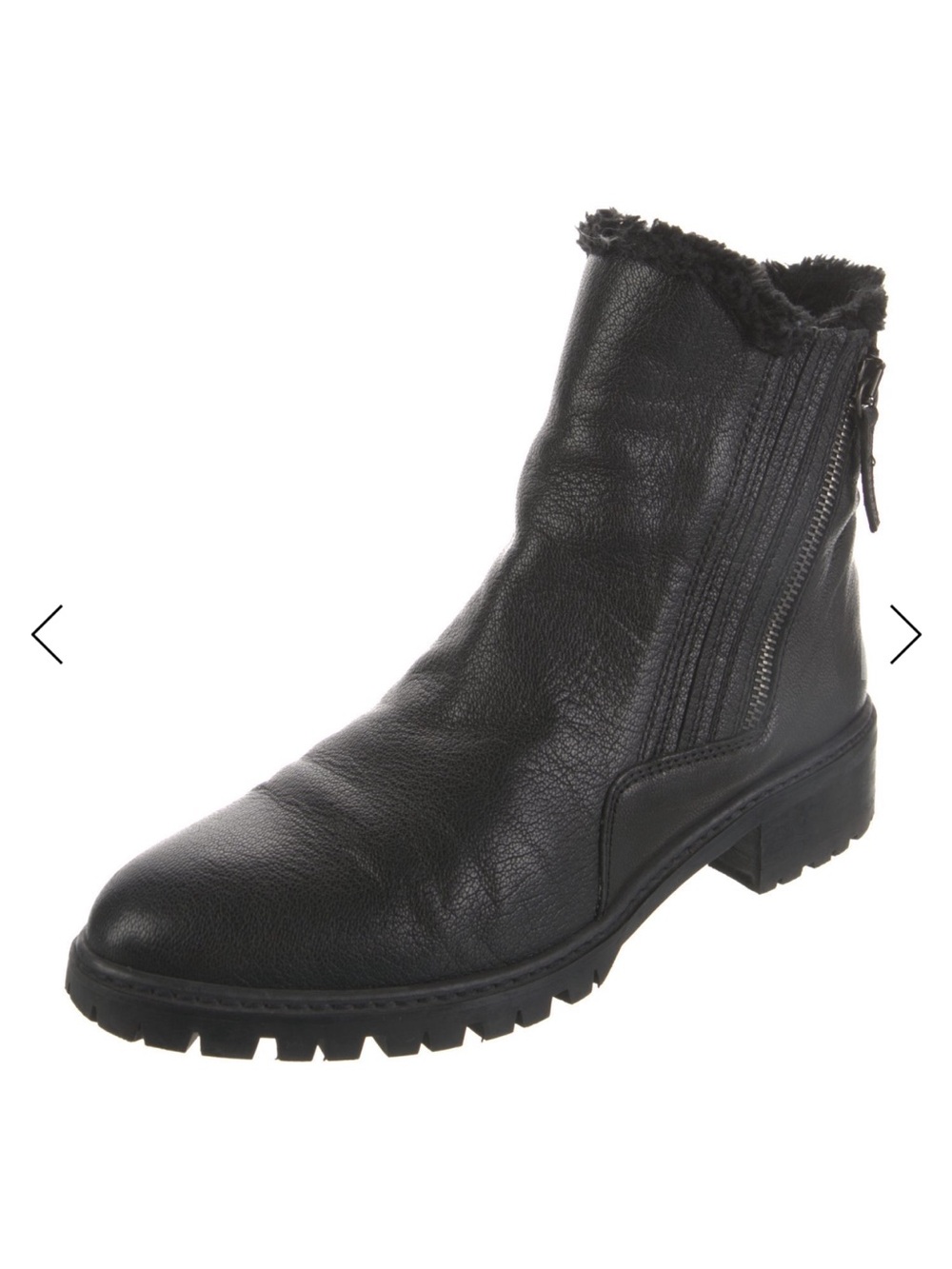 Stuart Weissman Leather Ankle Boot with Fur Trim